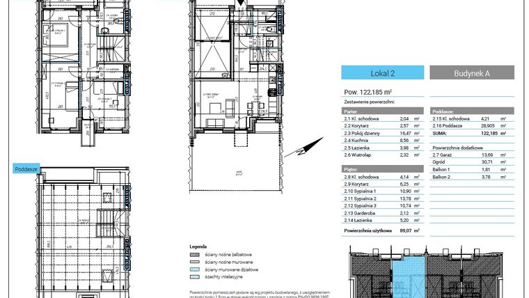 Rzut - Mieszkanie na sprzedaż 4 pokoje o powierzchni 122,18 m² - numer L2.A1.3 w Metropolitan Park