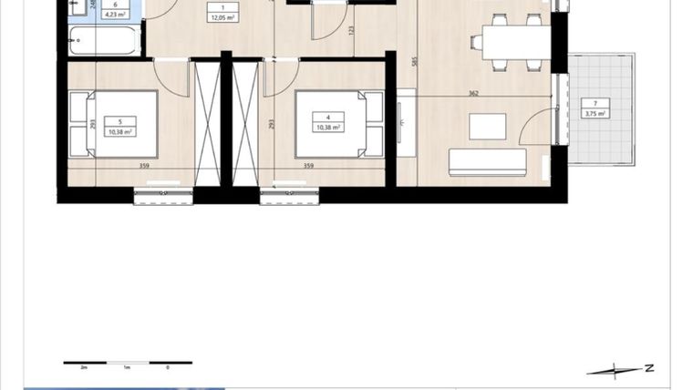Rzut - Mieszkanie na sprzedaż 3 pokoje o powierzchni 60,51 m² - numer B4/3/38 w Montano bud. B4