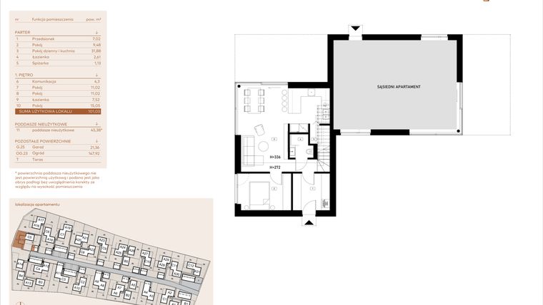 Rzut - Mieszkanie na sprzedaż 5 pokoi o powierzchni 101,03 m² - numer A15 w Kosocicka Ambient