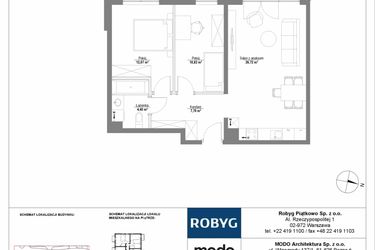 Rzut - Mieszkanie na sprzedaż 3 pokoje o powierzchni 61,76 m² - numer 4M01 w Początek Piątkowo bud. F