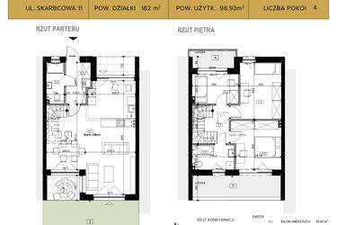 Rzut - Dom na sprzedaż 4 pokoje o powierzchni 98,93 m² - numer 11 w Osiedle Księżnej Dąbrówki - Skarbcowa