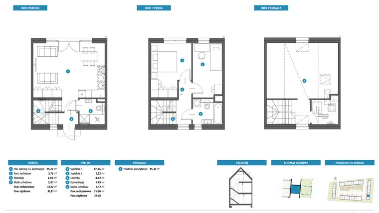 Rzut - Dom na sprzedaż 3 pokoje o powierzchni 64,92 m² - numer 9a w Leszczyńskiego 25