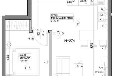 Rzut - Mieszkanie na sprzedaż 2 pokoje o powierzchni 40,95 m² - numer S22 w Miasto Ogród 6 - OSLO i SZTOKHOLM