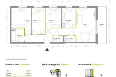 Rzut - Mieszkanie na sprzedaż 4 pokoje o powierzchni 80,17 m² - numer A1.5A28 w Bemowo Vita