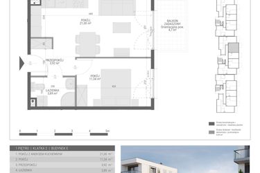 Rzut - Mieszkanie na sprzedaż 2 pokoje o powierzchni 40,15 m² - numer 27 w Monsa bud. E