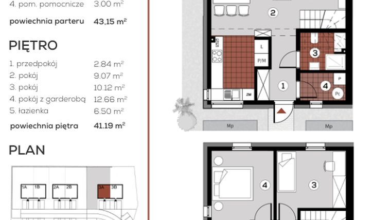 Rzut - Dom na sprzedaż 4 pokoje o powierzchni 84,35 m² - numer 3A w Osada Kryniczno