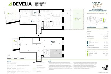 Rzut - Mieszkanie na sprzedaż 1 pokój o powierzchni 116,92 m² - numer AE0001 w Viva Cité 2