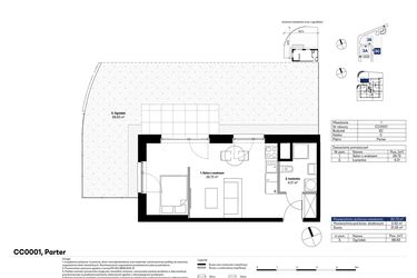 Rzut - Mieszkanie na sprzedaż 1 pokój o powierzchni 30,73 m² - numer CC0001 w NU3 Warszawa Wola