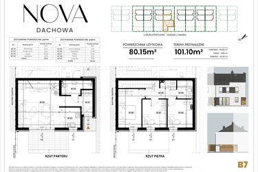 Rzut - Dom na sprzedaż 4 pokoje o powierzchni 80,15 m² - numer B7 w Nova Dachowa II