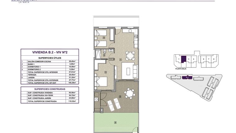 Rzut - Mieszkanie na sprzedaż 2 pokoje o powierzchni 65,56 m² - numer 2 w Eden Beach 2