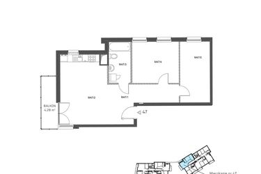 Rzut - Mieszkanie na sprzedaż 3 pokoje o powierzchni 62,86 m² - numer 47 w Wzgórze Krzemionki II