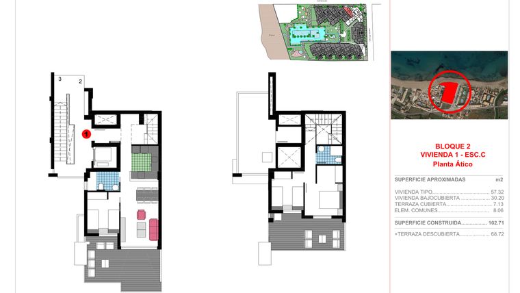 Rzut - Mieszkanie na sprzedaż 3 pokoje o powierzchni 102,71 m² - numer 3-C-1 w Apartamenty w Dénia - 14051638