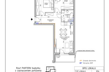 Rzut - Mieszkanie na sprzedaż 3 pokoje o powierzchni 57,21 m² - numer 37 w Osiedle OdNowa K5
