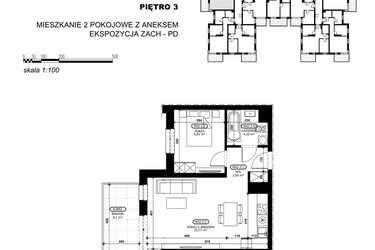 Rzut - Mieszkanie na sprzedaż 2 pokoje o powierzchni 43,78 m² - numer C2-M42 w Stacja Łódź V – etap C2