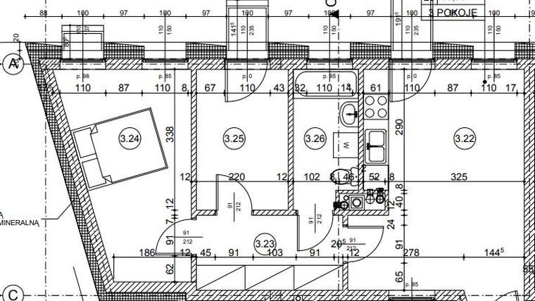 Rzut - Mieszkanie na sprzedaż 3 pokoje o powierzchni 53,98 m² - numer 20.20 w Osiedle Wyszyńskiego