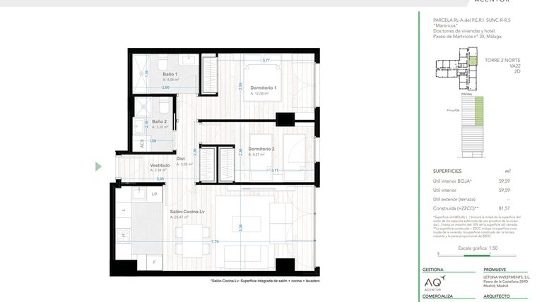 Rzut - Mieszkanie na sprzedaż 2 pokoje o powierzchni 81 m² - numer 2-27-i w AQ Urban Sky