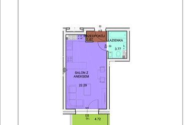 Rzut - Mieszkanie na sprzedaż 1 pokój o powierzchni 27,73 m² - numer A24 w Osiedle Zuchów