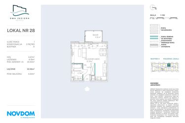 Rzut - Mieszkanie na sprzedaż 1 pokój o powierzchni 30,96 m² - numer A.28 w Dwa Jeziora