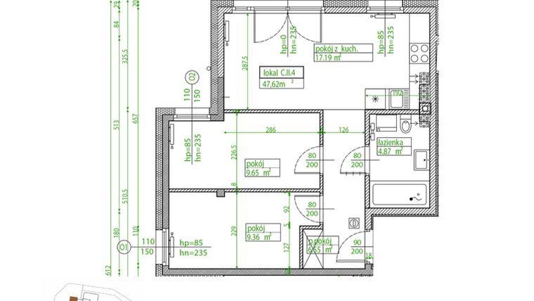 Rzut - Mieszkanie na sprzedaż 3 pokoje o powierzchni 48,95 m² - numer C.II.4 w Villa Rosenthal