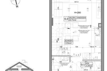 Rzut - Dom na sprzedaż 3 pokoje o powierzchni 65,83 m² - numer 8B w Nova Magdalenka 7