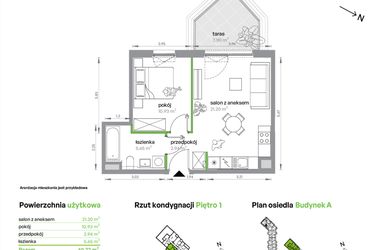 Rzut - Mieszkanie na sprzedaż 2 pokoje o powierzchni 40,72 m² - numer AA0102/4 w M Bemowo
