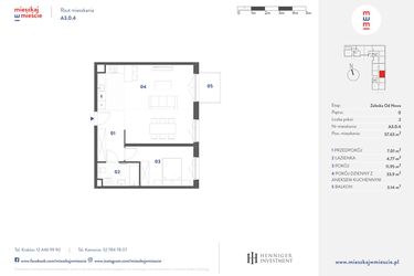 Rzut - Mieszkanie na sprzedaż 2 pokoje o powierzchni 57,63 m² - numer A3.0.4 w Mieszkaj w Mieście - Załęska od Nowa