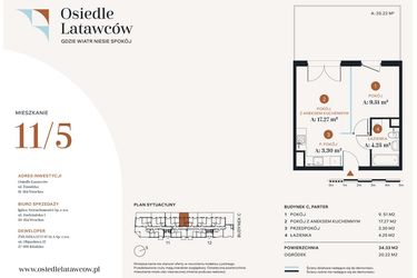 Rzut - Mieszkanie na sprzedaż 2 pokoje o powierzchni 34,33 m² - numer C11-5 w Osiedle Latawców