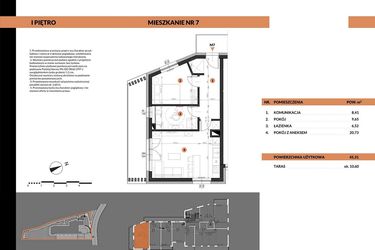 Rzut - Mieszkanie na sprzedaż 2 pokoje o powierzchni 45,31 m² - numer 7 w Buraczana 27