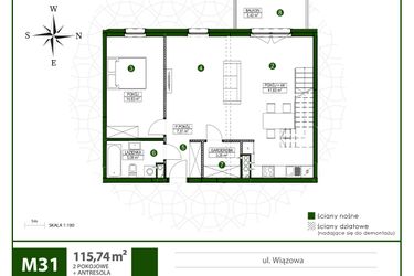 Rzut - Mieszkanie na sprzedaż 3 pokoje o powierzchni 115,56 m² - numer 31 w Moja Wiązowa