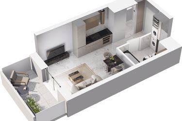 Rzut - Mieszkanie na sprzedaż 1 pokój o powierzchni 27,33 m² - numer D.10.06 w Mieszkaj w mieście - Na Tysiącleciu budynek D