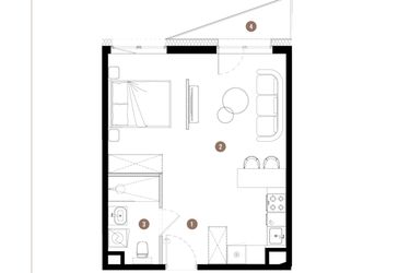 Rzut - Mieszkanie na sprzedaż 1 pokój o powierzchni 36,98 m² - numer C2.03.13 w Apartamenty Reytana