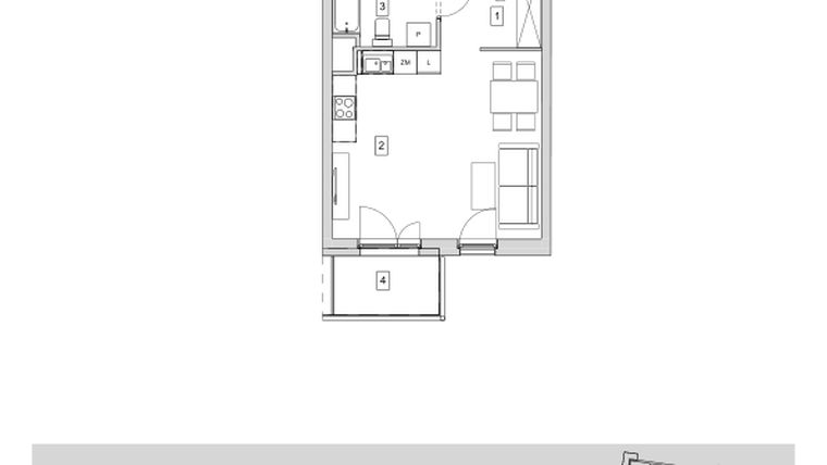 Rzut - Mieszkanie na sprzedaż 1 pokój o powierzchni 35,42 m² - numer B5-K2-3-5 w ATAL Strachowicka II