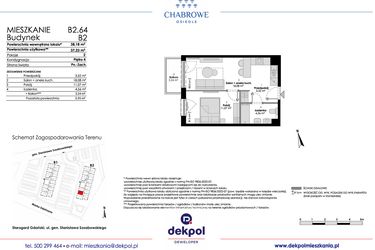 Rzut - Mieszkanie na sprzedaż 2 pokoje o powierzchni 37,23 m² - numer B2.64 w Osiedle Chabrowe