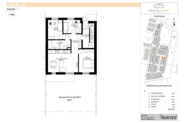 Rzut - Mieszkanie na sprzedaż 4 pokoje o powierzchni 62,27 m² - numer J7 w Villa Stoki (mieszkania)