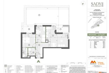 Rzut - Mieszkanie na sprzedaż 3 pokoje o powierzchni 64,93 m² - numer F2.C.00.02 w Sady Żoliborz II
