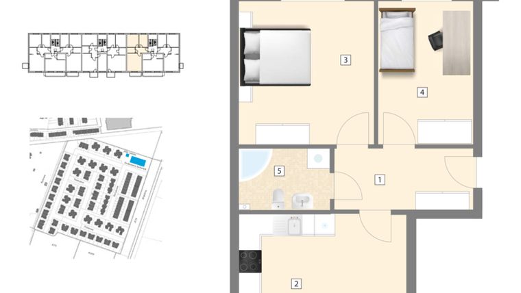 Rzut - Mieszkanie na sprzedaż 3 pokoje o powierzchni 63,55 m² - numer A8 w Błękitne Aleje Etap XV