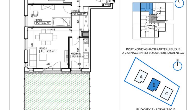 Rzut - Mieszkanie na sprzedaż 2 pokoje o powierzchni 63,18 m² - numer 5A-5 w Jodłowicka 5