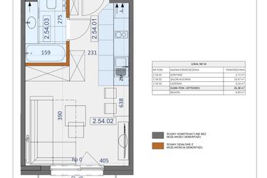 Rzut - Mieszkanie na sprzedaż 1 pokój o powierzchni 26,38 m² - numer 54 w Osiedle Zycha