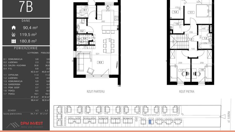 Rzut - Dom na sprzedaż 4 pokoje o powierzchni 94,7 m² - numer 7B w Family Park Ksawerów IV