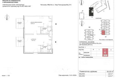 Rzut - Mieszkanie na sprzedaż 2 pokoje o powierzchni 55,03 m² - numer 16 w RZ21