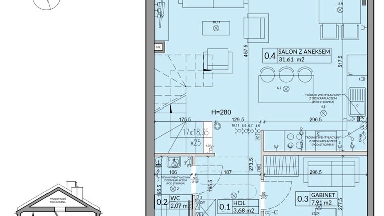 Rzut - Dom na sprzedaż 5 pokoi o powierzchni 92,39 m² - numer 7A w Nova Magdalenka 7