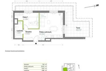 Rzut - Mieszkanie na sprzedaż 2 pokoje o powierzchni 47,97 m² - numer A.A.4.01 w Głębocka Vita