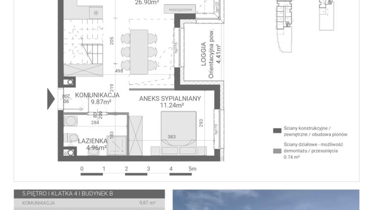 Rzut - Mieszkanie na sprzedaż 1 pokój o powierzchni 93,46 m² - numer 147. w Osiedle Parkowa etap B