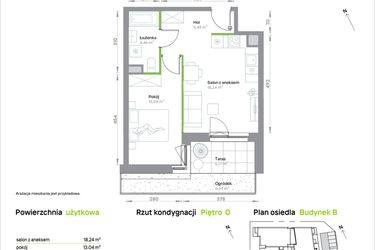 Rzut - Mieszkanie na sprzedaż 2 pokoje o powierzchni 41,19 m² - numer B/0/02 w Krakowska Vita