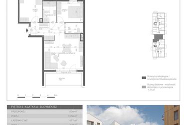 Rzut - Mieszkanie na sprzedaż 3 pokoje o powierzchni 63,99 m² - numer M-9 w Forma Augustów