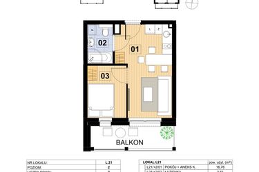 Rzut - Mieszkanie na sprzedaż 2 pokoje o powierzchni 27,79 m² - numer L21 w Green Park Resort III