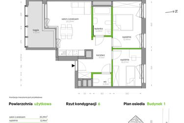 Rzut - Mieszkanie na sprzedaż 3 pokoje o powierzchni 59,96 m² - numer SV/22 w Sikorskiego Vita