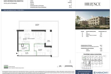 Rzut - Mieszkanie na sprzedaż 2 pokoje o powierzchni 47,92 m² - numer A-01 w Hillence