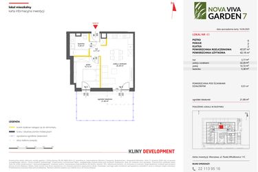 Rzut - Mieszkanie na sprzedaż 2 pokoje o powierzchni 42,67 m² - numer 43 w Nova Viva Garden 7