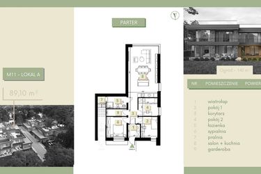 Rzut - Mieszkanie na sprzedaż 4 pokoje o powierzchni 91,32 m² - numer M11-1 w Morelife Apartments etap I i II